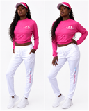Women’s outfits Pink & White, included detachable visors.
